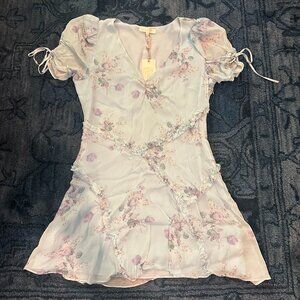 LoveShackFancy Posh Floral Print Ruffle Detail Dress (Sz 10)